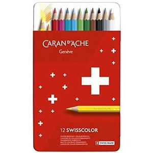 Caran d'Ache 1284712 Swisscolor metalen etui met 12 waterbestendige kleurpotloden