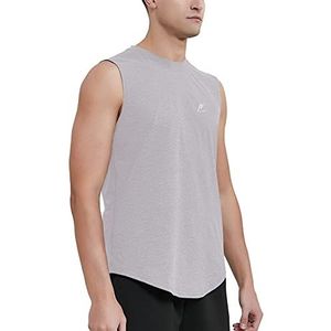 MeetHoo Tanktop heren mouwloos spiershirt bodybuilding trainingsshirt heren gym sport voor workout T-shirt functioneel shirt, grijs, L