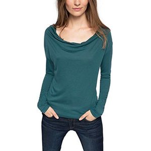 ESPRIT Collection Dames shirt met lange mouwen 095EO1K019, groen (Dark Teal Green 375), L