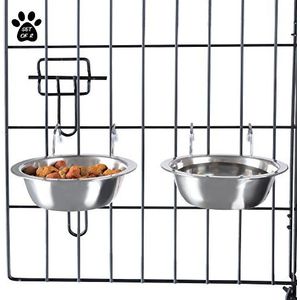 Set van 2 roestvrijstalen hondenbakken - kooi, kennel en krat hondenbakken om op te hangen voor voedsel en water - 8 oz elk en vaatwasmachinebestendig door Petmaker