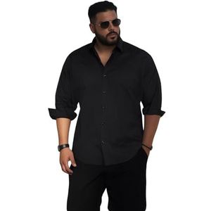 Trendyol Heren Rechte Lange Mouwen Regular Plus-Size Shirt, zwart, 6XL