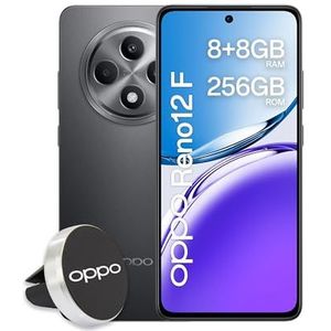 OPPO Reno12 F AI Smartphone, drievoudige camera 50 + 8 + 2 MP, selfie 32 MP, display 6,67 inch 120 Hz AMOLED FHD+, 5000 mAh, RAM 16 GB (8 + 8) ROM 256 GB, autohouder [Italiaanse versie], mat grijs