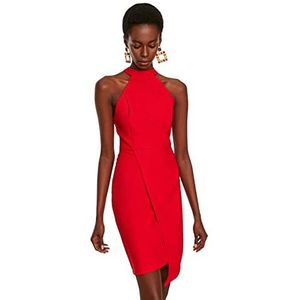TRENDYOL Midi-standaard regular jurk voor dames, rood, 40