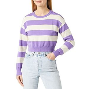 Noisy may Dames Nmzoe L/S O-Neck Crop Knit Noos Pullover, Paisley Purple/Stripes: eggnog, S