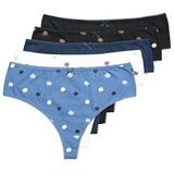 Ulla Popken - Lot de 5 Strings - Millefleur - Grote Maat - Blauw Marine Licht