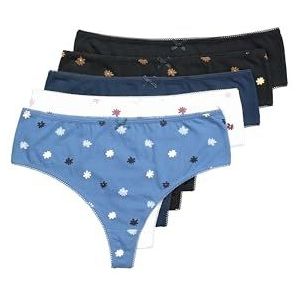 Ulla Popken - Lot de 5 Strings - Millefleur - Grote Maat - Blauw Marine Licht