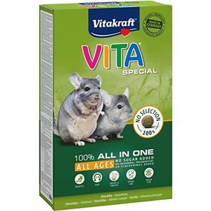 Vitakraft Vita Special All Ages Hoofdvoer voor chinchilla's, met grassen en kruiden, voor een optimale spijsvertering, zonder toevoeging van suiker en granen, 1 x 600 g