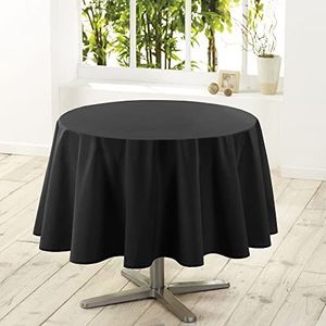 Douceur d'Intérieur - 1720381, tafelkleed rond, 180 cm, Essentiel, polyester effen kleuren, zwart