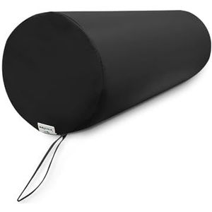 Wellcore Massagecilinderkussen, 60 x 20 cm, kunstleer, afneembare overtrek, schuimvulling, voor yoga, fitness, massagestoel, ergonomisch, zwart