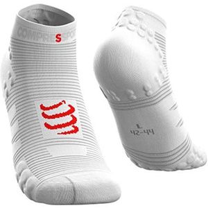 COMPRESSPORT Pro Racing-sokken voor heren V3.0 lage hardloopsokken, wit, 3 jaar EU, 1 verpakking van 2