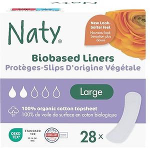 Naty Inlegkruisjes Large | 100% gecertificeerd biologisch katoen toplaag | Huidveilig | Geurvrij, 0% conventioneel plastic | Comfortabel & ademend | 28 stuks