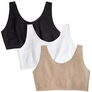 Fruit of the Loom Womens Built Up Tank Style Sports Bra, White/Sand/Black, 40 US