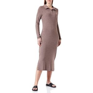 PIECES Vrouwelijke midi-jurk met lange mouwen polo, Chicory Coffee, L