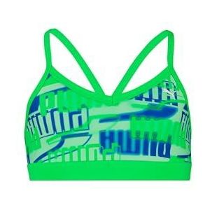 PUMA Swim Girls bedrukte bikiniset, 1 stuk, Fluo Green Combo, 116 cm