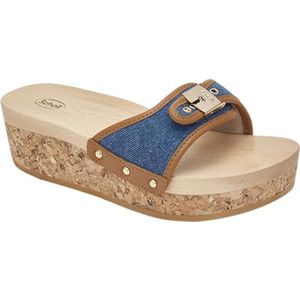 Scholl Dames Pescura Wedge Reese sandaal, Denim cognac, 36 EU