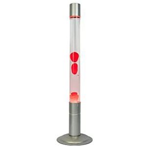 Fisura - Lavalamp. Lamp met ontspannend effect. Inclusief reservelamp. 11 cm x 11 cm x 39,5 cm. (Zilver en rood)