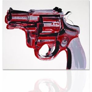 Declea Moderne afbeelding Magnum Revolver op canvas met houten frame handgemaakt klaar om op te hangen 100% Made in Italy
