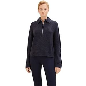 TOM TAILOR Denim Dames Troyer trui 1033060, 10591 - Dark Blue Melange, S