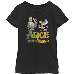 Disney Alice in Wonderland Alice Trippy T-shirt voor meisjes, zwart, XS, zwart, XS, zwart, XS, zwart, XS