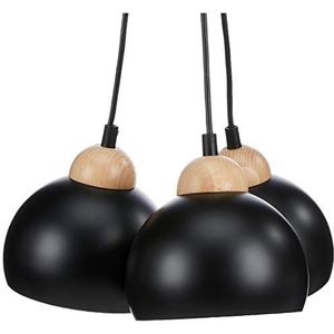 Homemania Hanglamp Dama, zwart van metaal, hout, 30 x 30 x 90 cm
