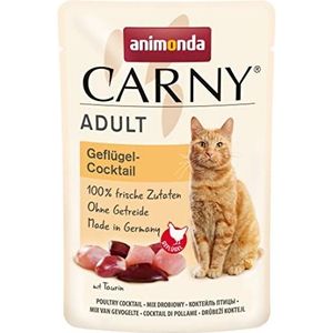 animonda Carny Kattenvoer voor volwassenen, nat voor volwassen katten, in een frisse zak, gevogeltecocktail, 12 x 85 g