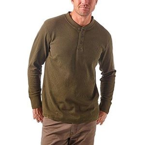 Wrangler Authentics Gewafelde Henley met lange mouwen voor heren, Forest Night, L