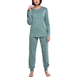 Schiesser Damespyjama geselecteerd premium pak, lang, tweedelige pyjama, groen (Mineral 709), 44