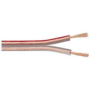 Luidspreker kabel (CU koper) - 2x 0,50mm² / transparant - 50 meter
