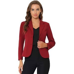 Allegra K Dames werk kantoor reverskraag stretch jas pak blazer, Bordeaux, XS