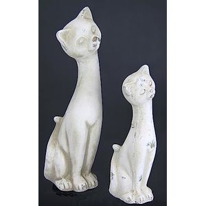 Decoratieve figuur kitten set van 2 kattenfiguur tuinfiguren kat sculptuur ornamenten standbeeld figuur dieren figuur huisdier decoratief element shabby chic kattenvorm kasteel kat antieke keramische