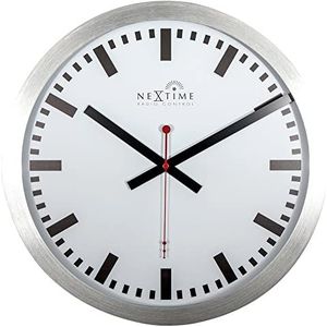 Wandklok NeXtime dia. 35 cm, aluminium, wit, 'Station' Radio Controlled (DCF) NE-3999STRC