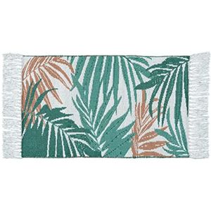 WENKO Badmat Suva, douchemat van gerecycled katoenen met trendy palmbladmotief in jacquard-kwaliteit, antislip-onderzijde en wasbaar tot 30 °C, van 100% katoen, (B × D): 50 x 80 cm