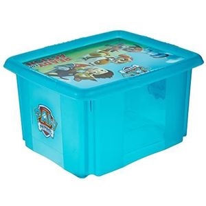 keeeper Paw Patrol opbergdoos met deksel, draaibaar en stapelbaar, voor kinderen, 24 l, Karolina, Fresh Blue transparant