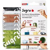 Sugru by tesa® - Vervormbare Universele Lijm, 8-pack, 8 x 3,5 g, Zwart, Wit, Groen, Bruin & Grijs - Veelzijdige Kneedgum - Voor Repareren, Lijmen en Bevestigen zonder Boren