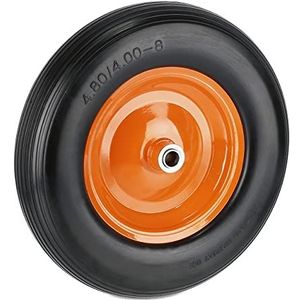 Relaxdays Schubkarren wiel 4.80 4.00-8, rubber band met stalen velg, reservewiel antilek, 120 kg draaglast, zwart/oranje