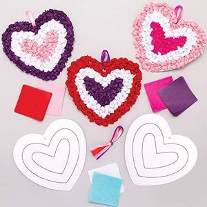 Baker Ross AT365 Baker Ross hart zijdepapier knutselsets decoratie voor kinderen (5 stuks) creatieve sets voor knutselen en decoreren voor Valentijnsdag,