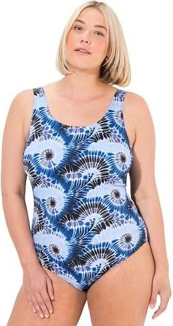 Ulla Popken - Badpak - Kobaltblauw - Grote Maten - Plussize - Batikpatroon