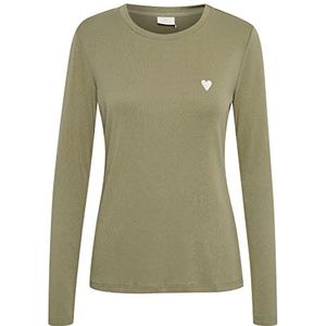 KAFFE Kamari Liddy T-shirt, Mermaid Green/Chalk Heart, L Dames