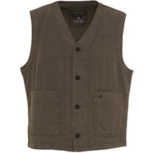 camel active Casual herenvest van een katoen-linnenmix, olijfbruin, 48