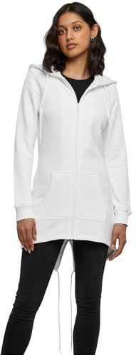 Build Your Brand Hoodie - Wit - Dames met Ritssluiting en Capuchon