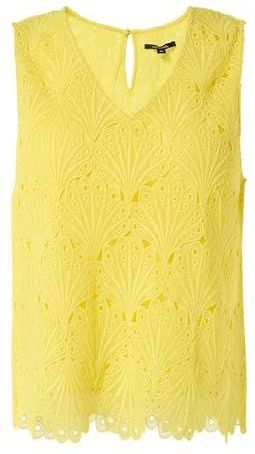 comma - T-shirt - 1203 - Dames - V-hals - Mouwloos - Regular Fit - Kant