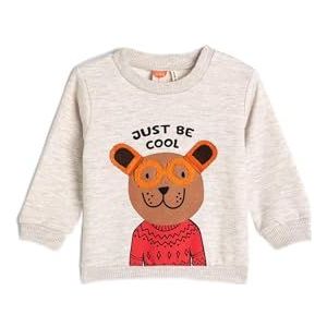 Koton Babyboy Sweatshirt met lange mouwen, ronde hals, teddybeer, bedrukt, geborsteld interieur, beige (052), 2-3 jaar