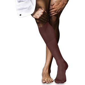 FALKE Heren Nr. 9 lange sokken, ademend, katoen, glanzend, licht, versterkt, platte teennaad, hoge kwaliteit, elegant, voor kleding en werk, 1 paar, rood (Rust 8214), 43-44 EU