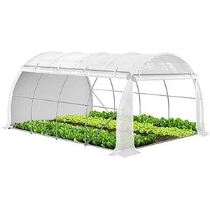 VOUNOT Kas Folie, zijwanden oprolbaar wintervast, tomatenkas folietunnel, 4x3x2m 12m², Wit