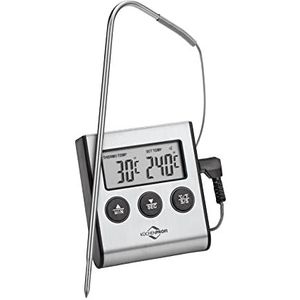 Küchenprofi Primus Digitale braadthermometer, -50 °C tot 300 °C, omschakelbaar °C/°F, meetsensor 16 cm, met timer, magneet en standaard, vleesthermometer, kookthermometer, grillthermometer