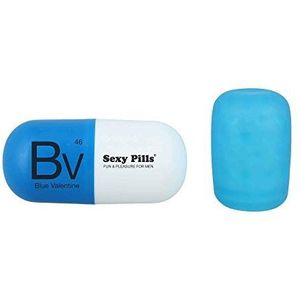 LOVE TO LOVE Sexy Pills - Blue Valentine, Mini Masturbator voor mannen, rekbaar en geschikt voor elke maat, 3 complexe en innovatieve stimulatiestructuren, blauw, 1 stuk (1 stuk)