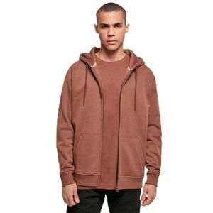 Build your Brand Heren Heavy Zip Hoody, heren trui met capuchon van katoen en polyester in vele kleuren verkrijgbaar, XS - 5XL maten, bark, S