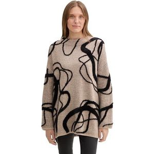 TOM TAILOR Damestrui van verengaren, 37133 - Beige Melange Geometric Knit, L