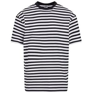 Urban Classics Heren T-shirt Regular Stripe Tee White/Black 4XL, wit/zwart, 4XL