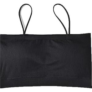 Zwarte meisjesbeha zonder beugel en niet-voorgevormde beha Niet-verstelbare bandjes Katoen en microvezel met schroefdraad Comfortabel en ademend